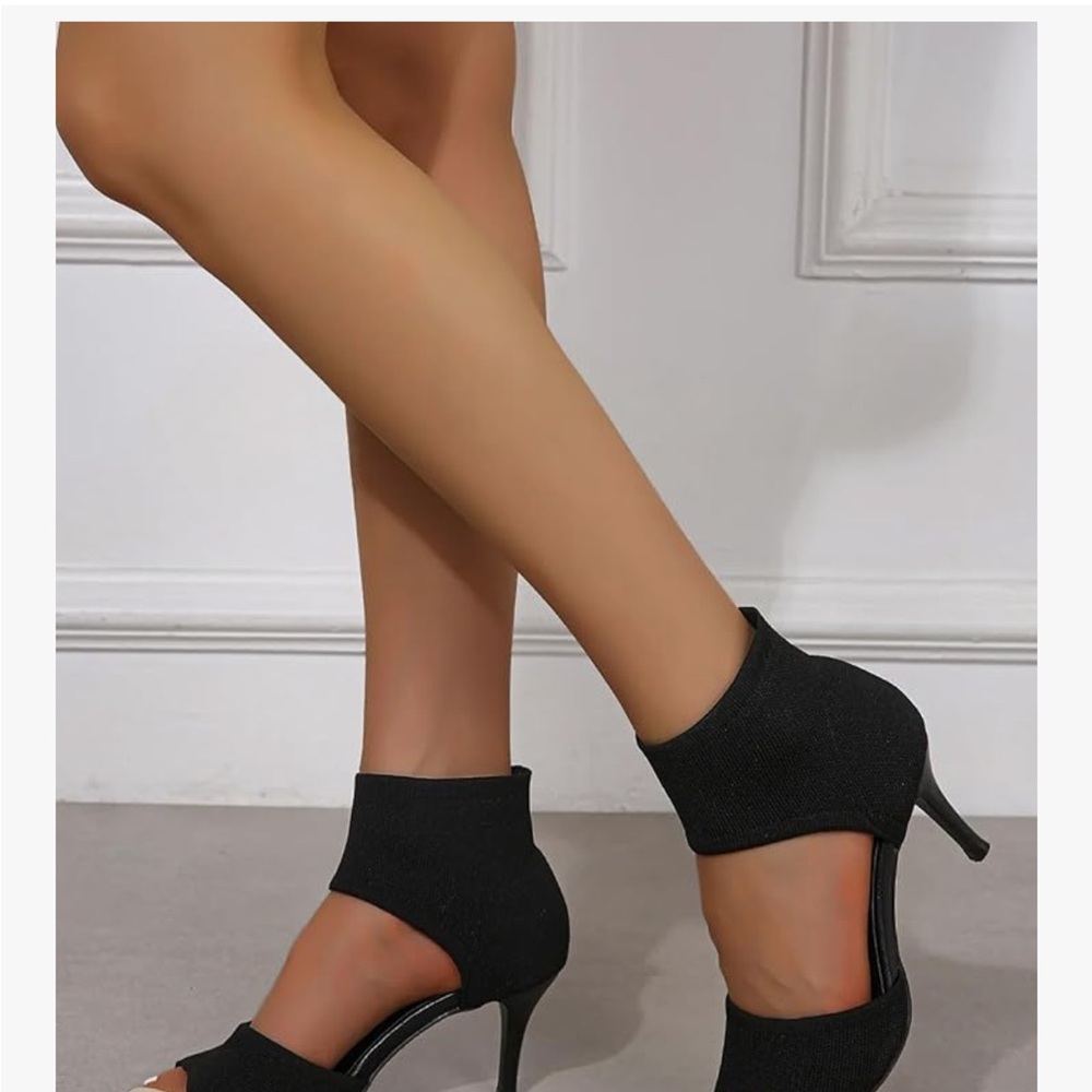 SOLD

Newbella Peep Toe Stiletto Heeled Sandals Breathable Mesh Knit Material